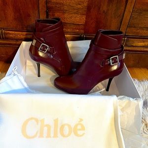 Chloe Burgundy Ankle Booties